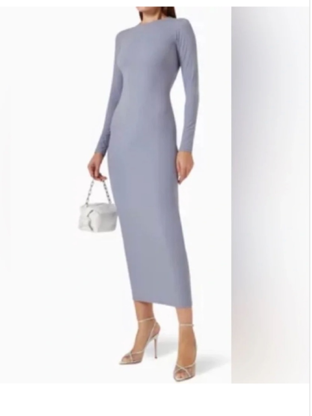 Skims Small S gray blue fits everybody crew neck dress long sleeve